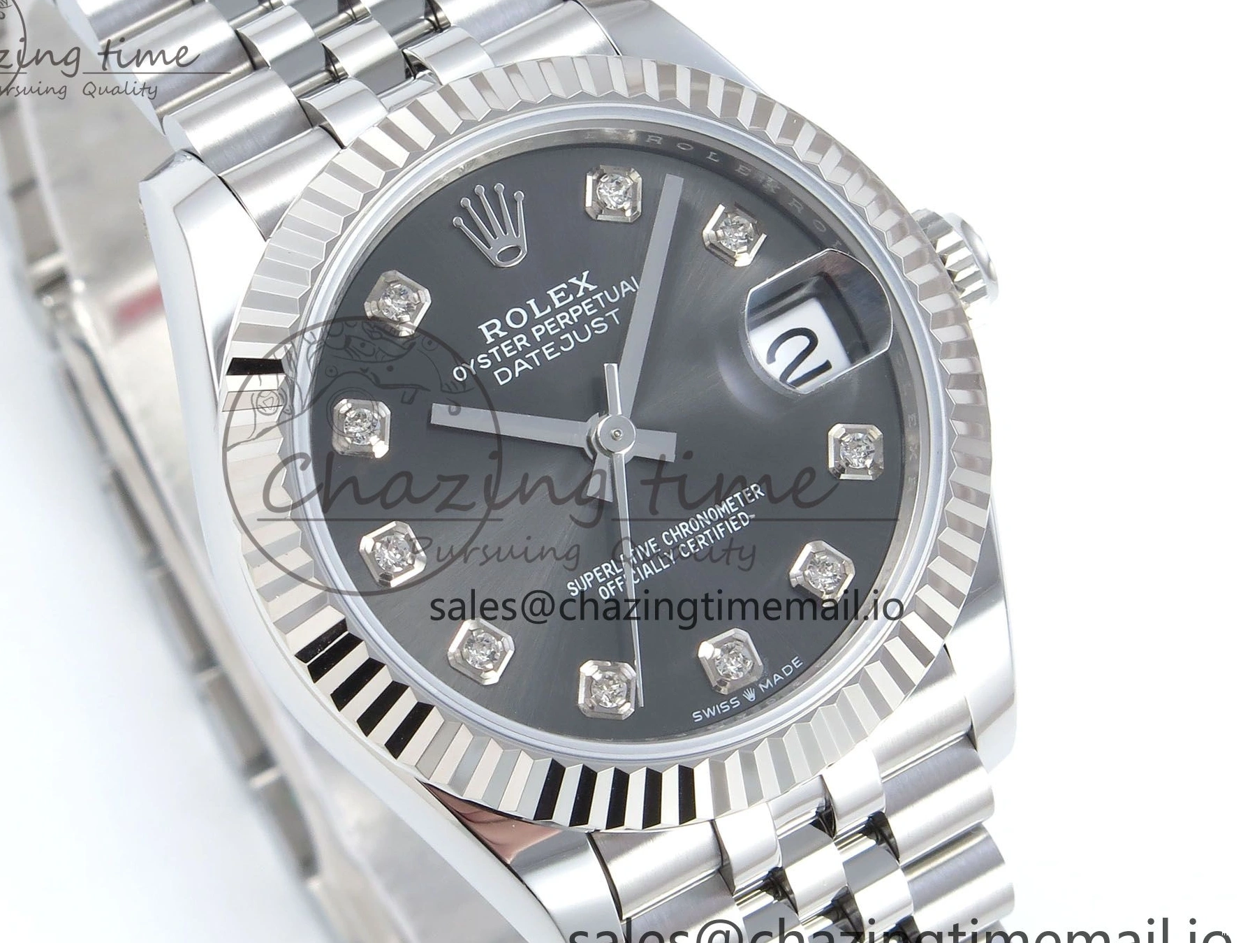 MiroTime 0304 DateJust 31 278274 ARF 1:1 Best Edition 904L Steel Gray Diamonds Dial on SS Jubilee Bracelet ETA OnTrend 541